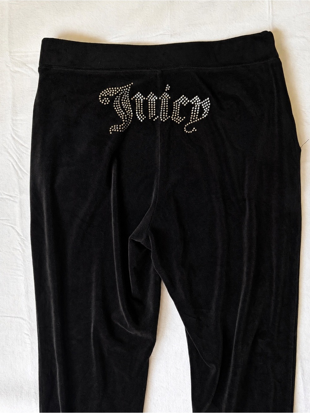 Vintage Y2K Juicy Couture Black Velour Joggers Rhinestone Juicy Size M